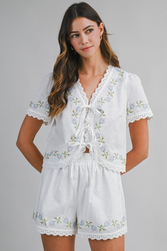 Fields Of Ivory Embroidered Set