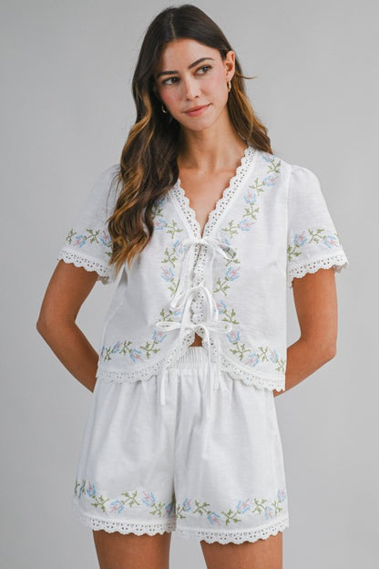 Fields Of Ivory Embroidered Set
