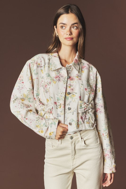 Cottagecore Floral Denim & Bow Jacket