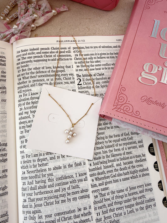 Pearl Cross Dainty Necklace