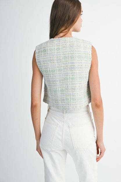 Whole New World Tweed Vest Blazer