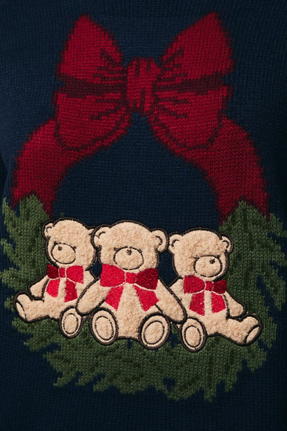 Teddy Wreath & Bow Christmas Sweater (can’t restock)