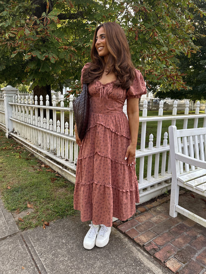 Esmeralda DITSY FLORAL PRINT RUFFLED MIDI DRESS Yourdarlingstyle Esmeralda DITSY FLORAL PRINT RUFFLED MIDI DRESS Yourdarlingstyle