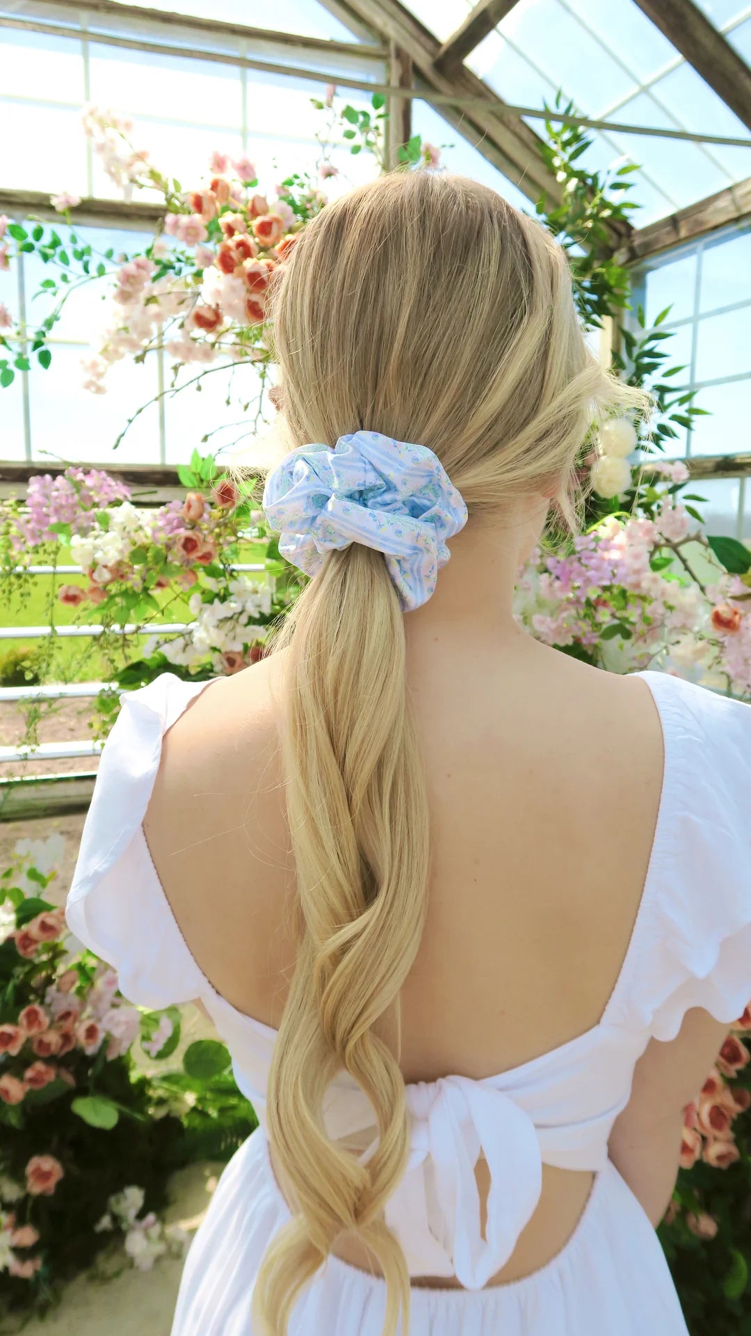 Vintage Garden Silk Jumbo Scrunchie