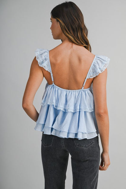 Ruffled Vintage Top (blue)