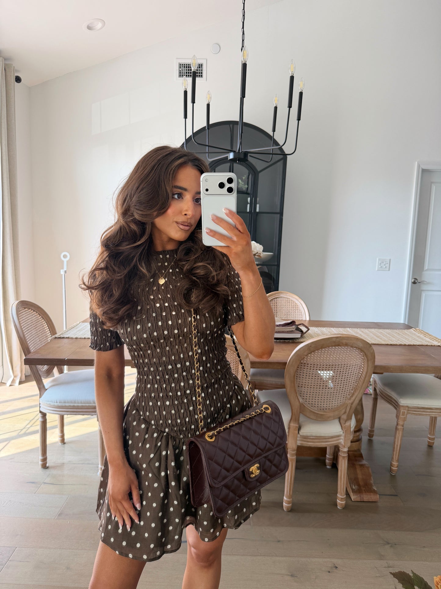 Mocha Dot Mini Dress (can’t restock)