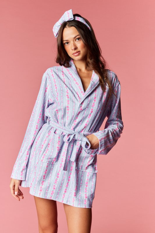 Morning Tide Blue Darling In Love Robe Set & Spa Headband