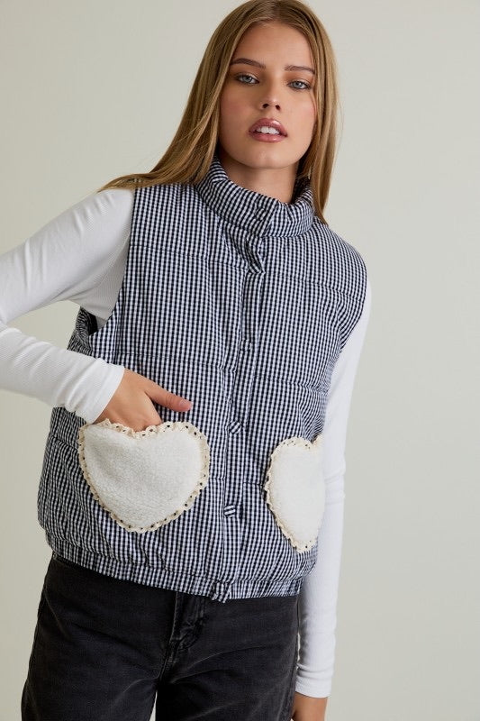 With All My Heart Gingham Vest
