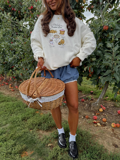 Fall Bucket List Embroidered Crew - Ivory