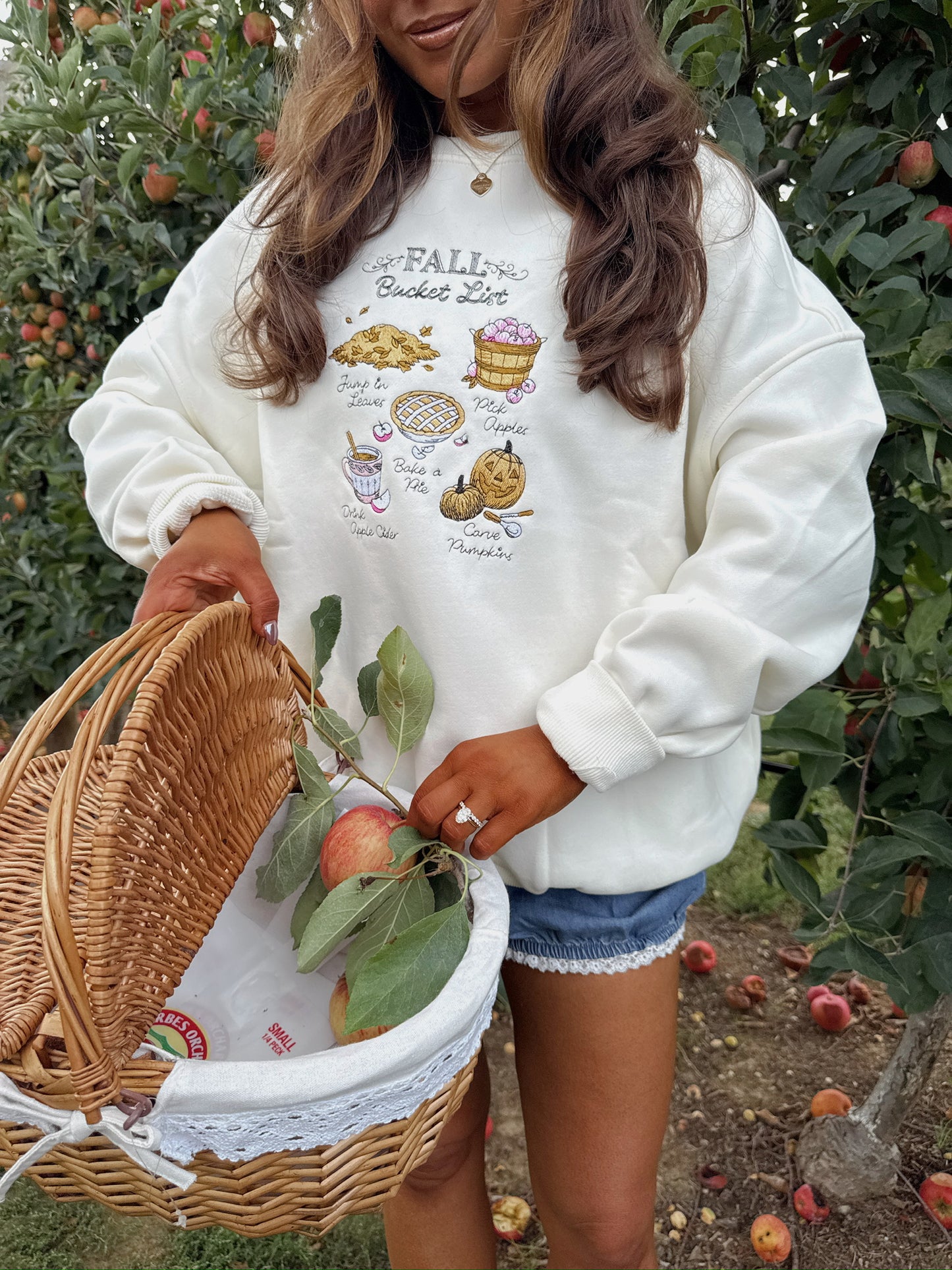 Fall Bucket List Embroidered Crew - Ivory