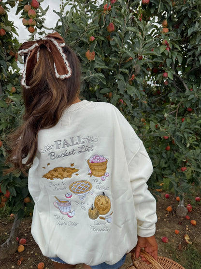 Fall Bucket List Embroidered Crew - Ivory