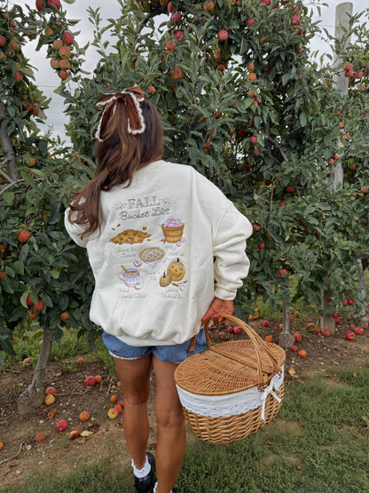 Fall Bucket List Embroidered Crew - Ivory