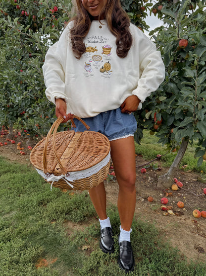 Fall Bucket List Embroidered Crew - Ivory