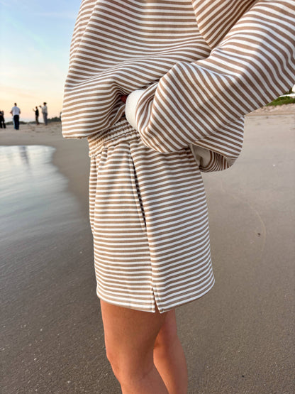 Brown and White Big Striped Shorts new