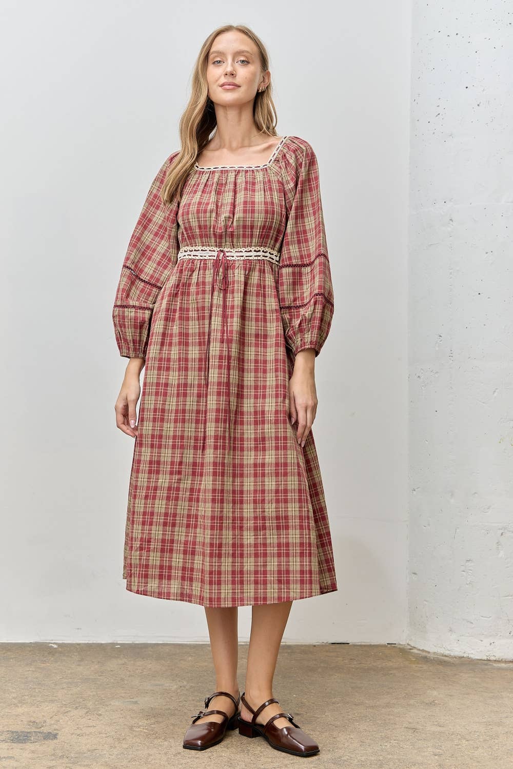 Cranberry & Merry Plaid Midi Dress