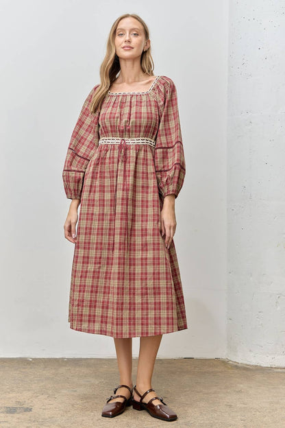 Cranberry & Merry Plaid Midi Dress