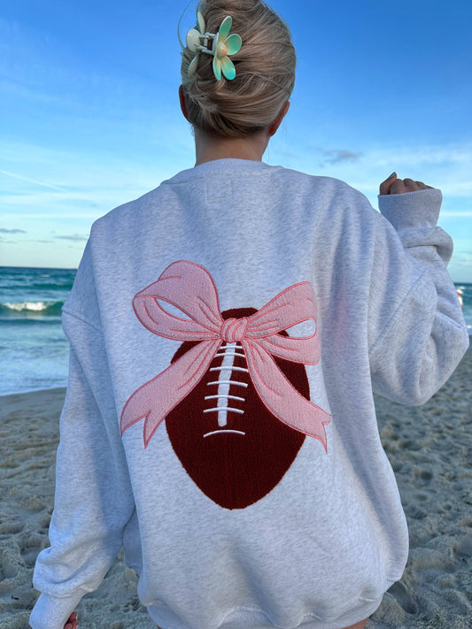 Throw a Bow Game Day Embroidered Patch Sweatshirt