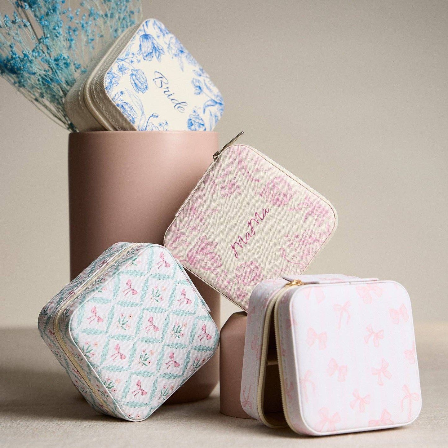 Little Blue Floral Jewelry Box - Travel Size