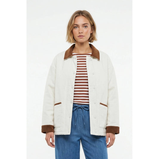 Barn jacket with corduroy details