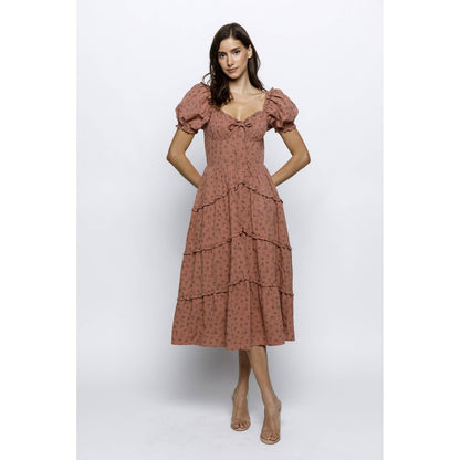 Esmeralda DITSY FLORAL PRINT RUFFLED MIDI DRESS