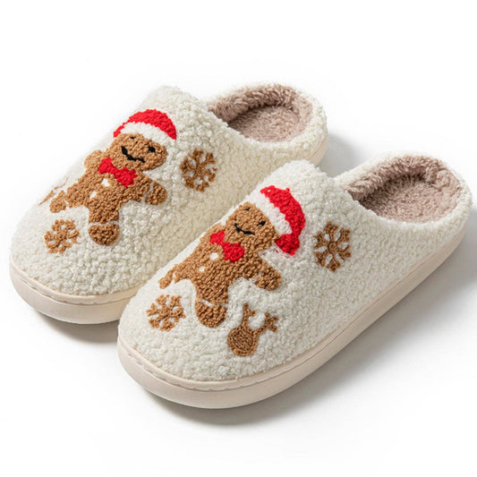 Cozy Gingerbread Snow Festive Slippers