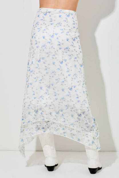 LIBERTY LACE PRINTED FLORAL MIDI SKIRT