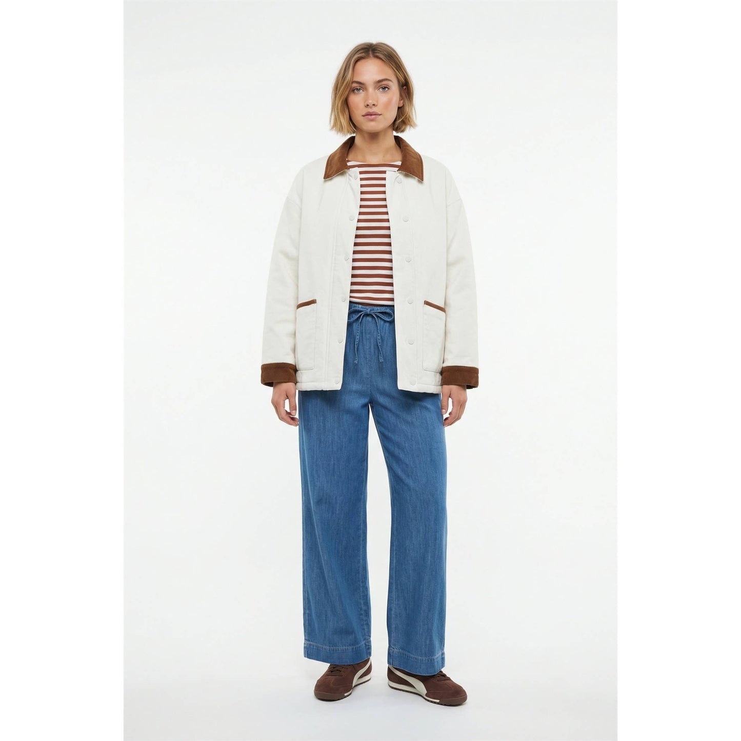 Barn jacket with corduroy details
