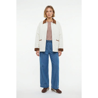 Barn jacket with corduroy details