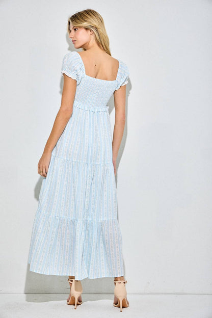 Cotton Candy Skies Floral Smocked Midi Dress (can’t restock)