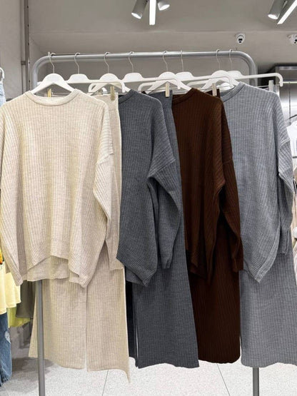 Snow Day 🤍 Ribbed Knit Sweater Set