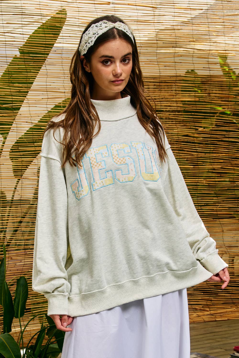 Jesus patchwork Mockneck