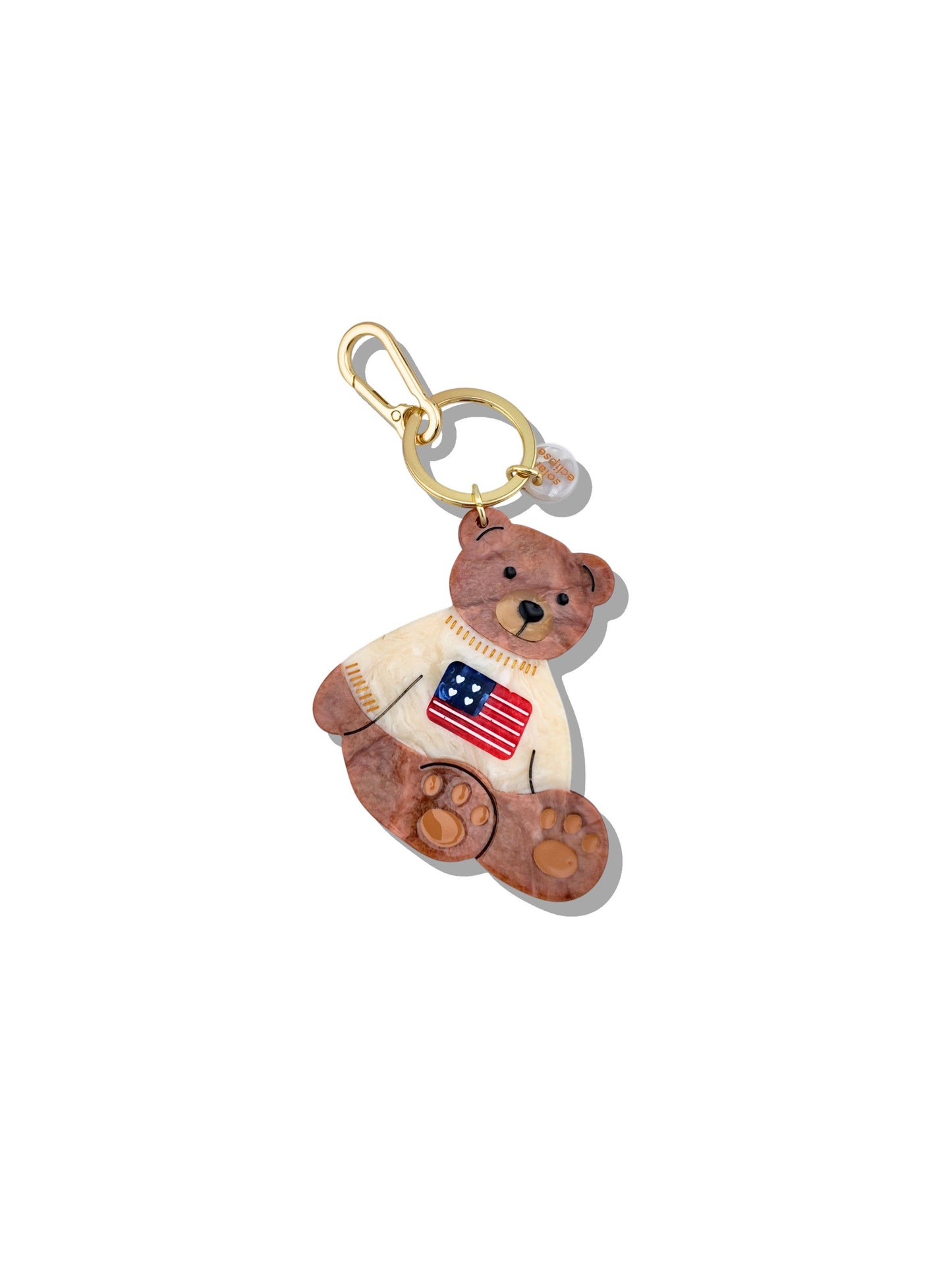 Hand-painted Americana Teddy Bear Bag Charm + Keychain