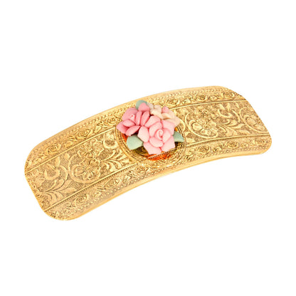 Lumière’s Glow Large Pink Porcelain Flower Hair Barrette