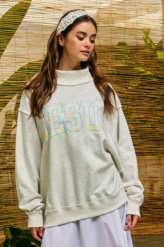 Jesus patchwork Mockneck