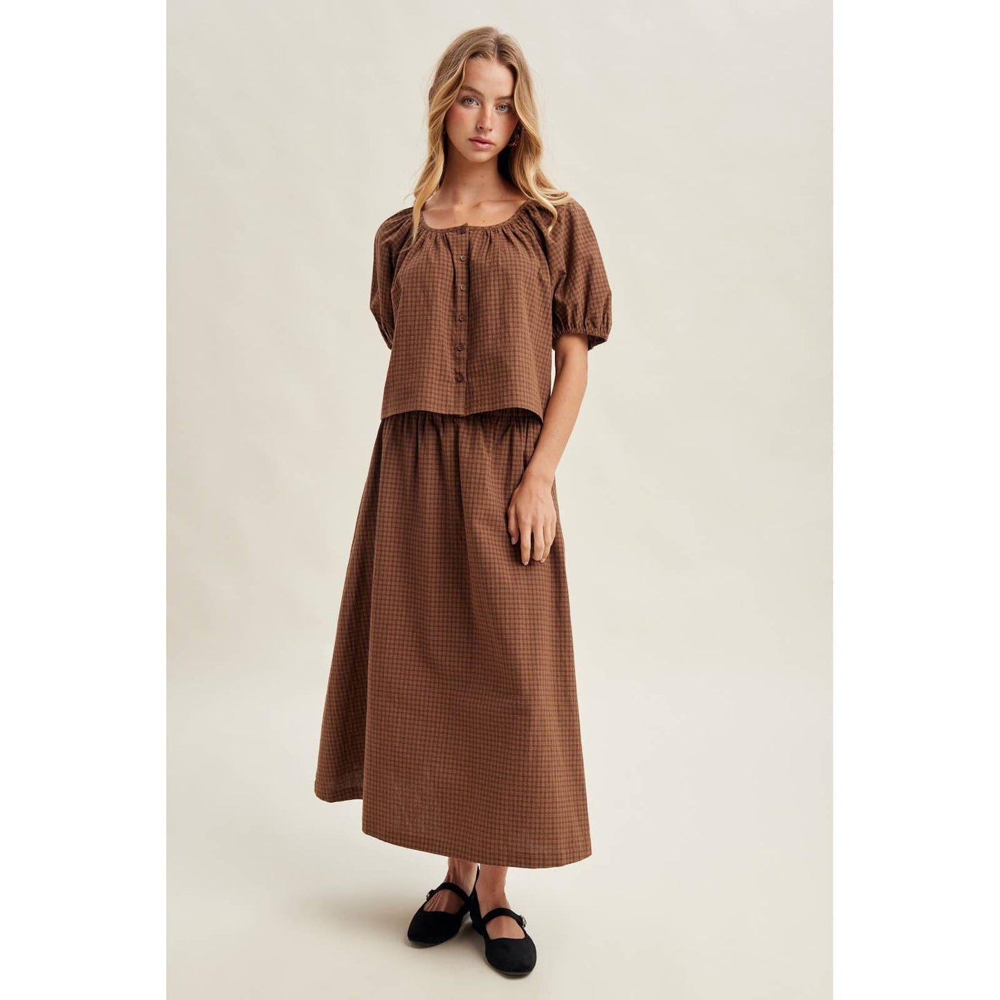 Caramel Apple  PUFF SLEEVE TOP AND SKIRT SET