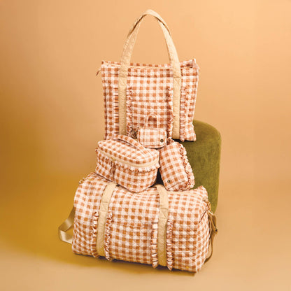 Quilted Cosmetic Pouch-Maple Gingham