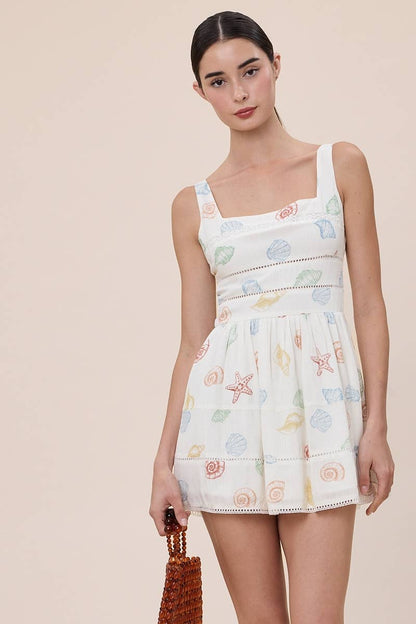 UNDER THE SEA WIDE STRAP LACE TRIM MINI DRESS