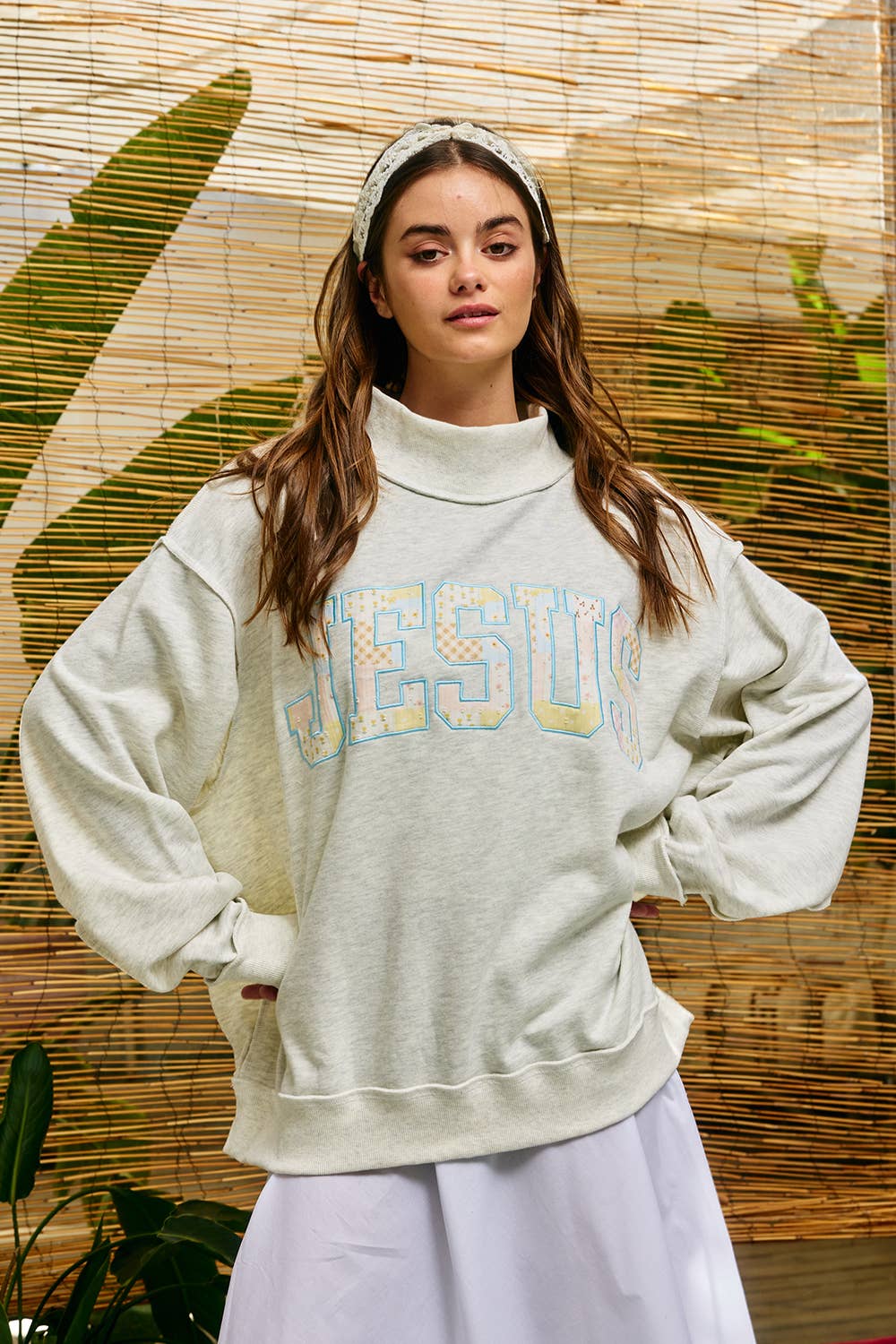 Jesus patchwork Mockneck