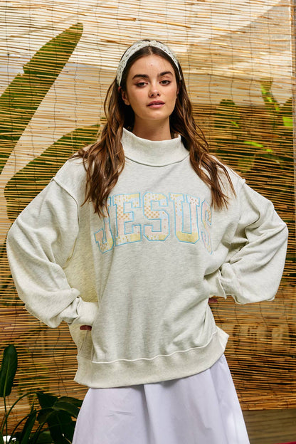 Jesus patchwork Mockneck