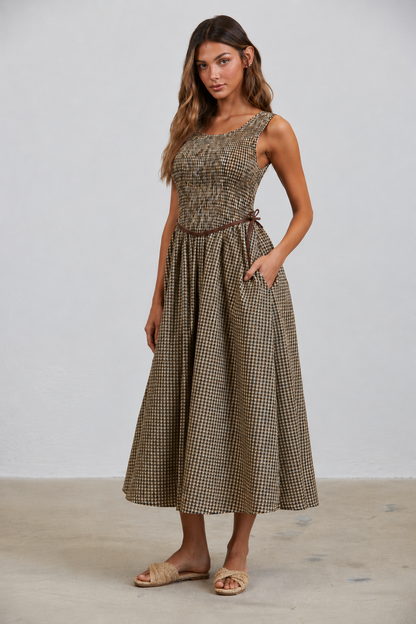 Picnic Cottage Gingham Midi Dress