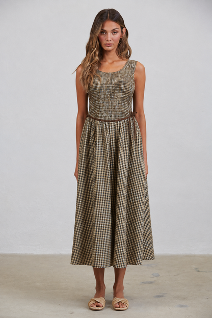 Picnic Cottage Gingham Midi Dress