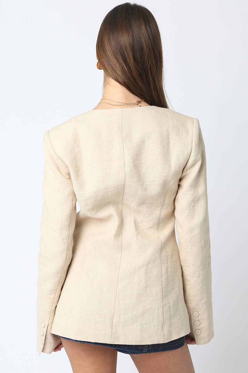 Liliana Linen Blazer (Beige)