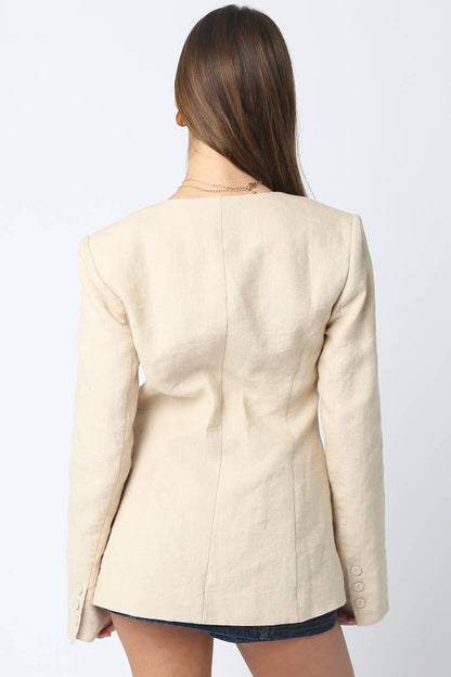 Liliana Linen Blazer (Beige)
