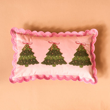 Scalloped Rectangle Throw Pillow-Twinkling Trees