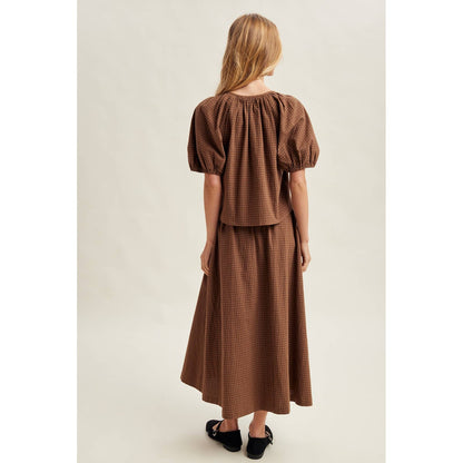 Caramel Apple  PUFF SLEEVE TOP AND SKIRT SET