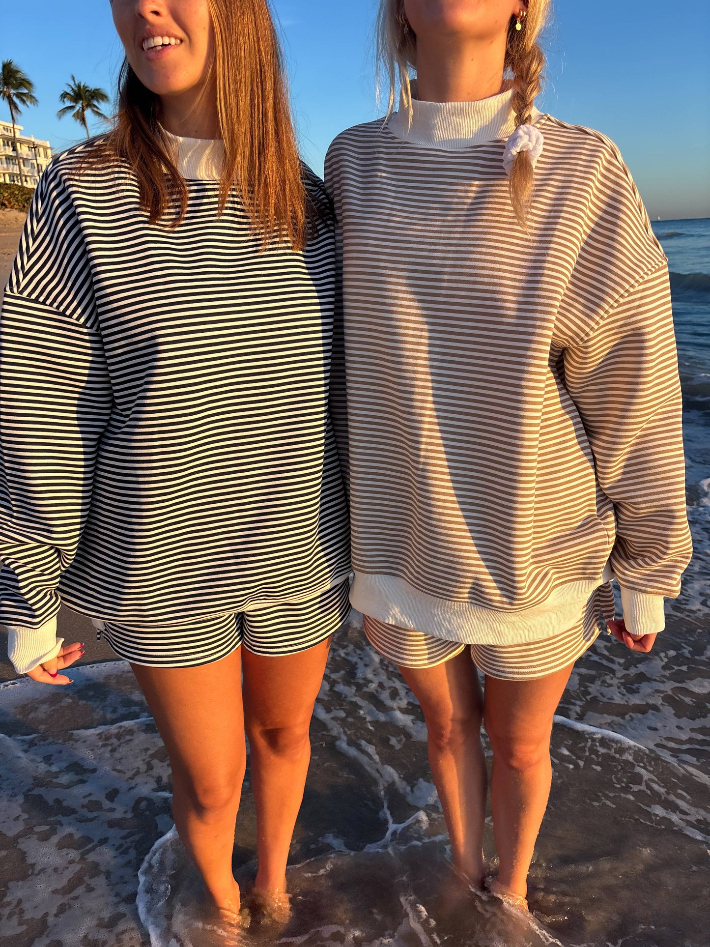 Brown mocha striped Mockneck