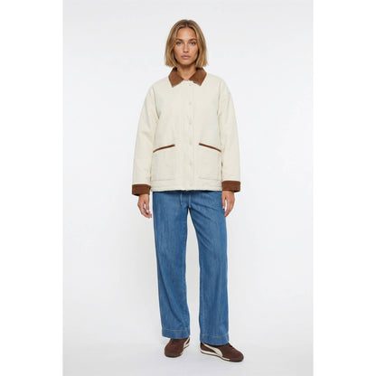 Barn jacket with corduroy details