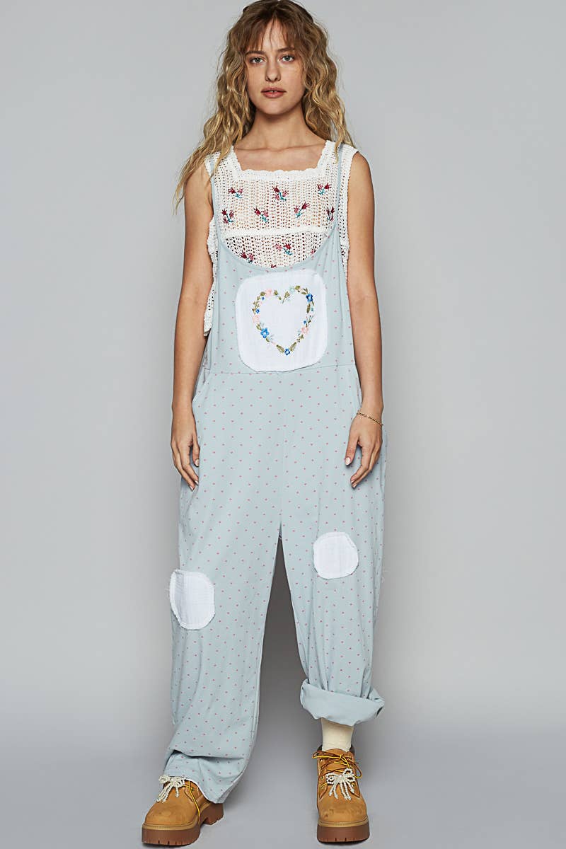 Picnic Heart Patch Overalls Pre-order 5/24