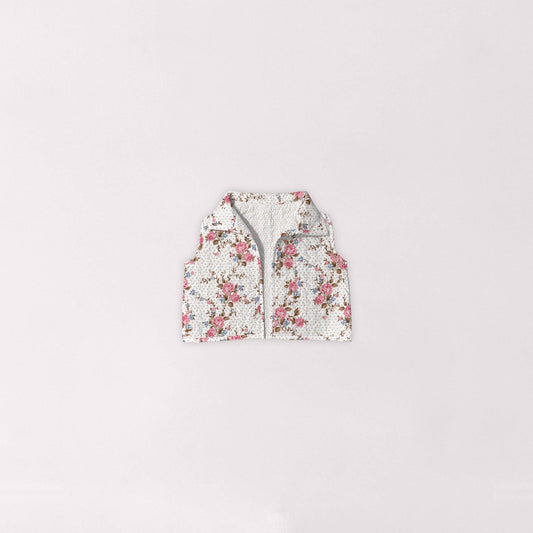 Bloom Floral White Bespoke Quilted Vest
