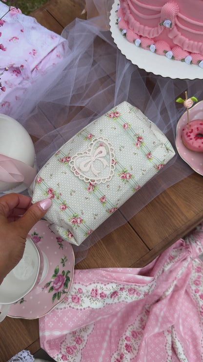 Petals & Promises Floral Vintage Cosmetic Bag